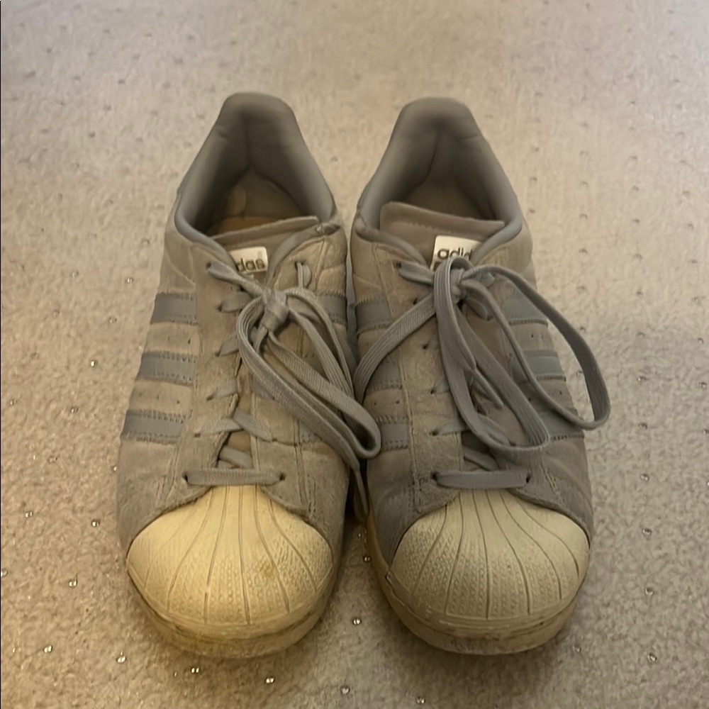 Adidas Gray and Cream Superstars (W 7.5)